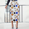 Elegant Office High Waist Retro Slim Printed Dot Pencil Skirts Women